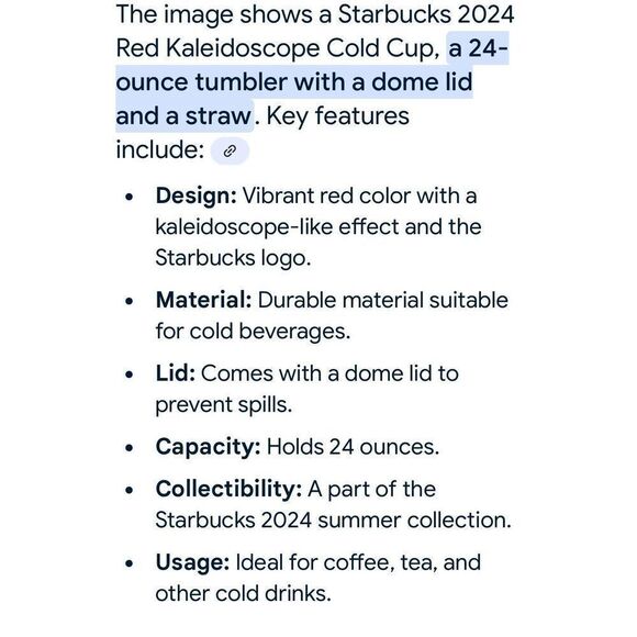 Starbucks Insulated Tumbler NEW Summer 2024 Kaleidoscope Dome Top With Straw 24 - Picture 5 of 5